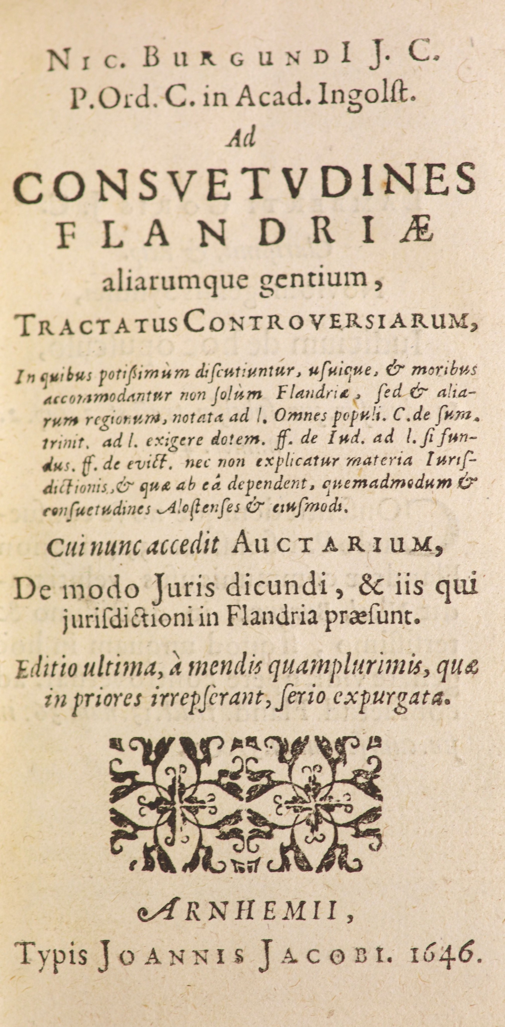 Burgundius, Nicolaus. Ad Consuetudines Flandriae ...
